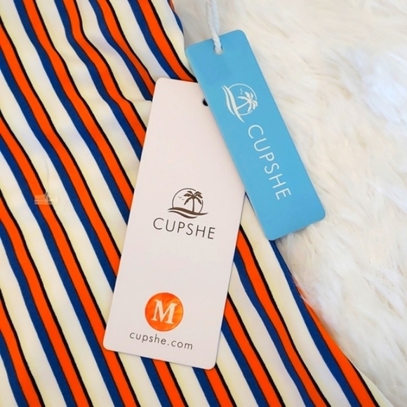 Nwt Cupshe one piece swimsuit orange and blue size M - Picture 4 of 6